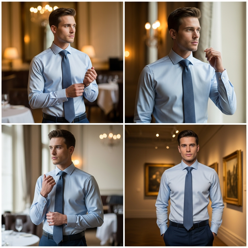 Camisa celeste de vestir sin corbata